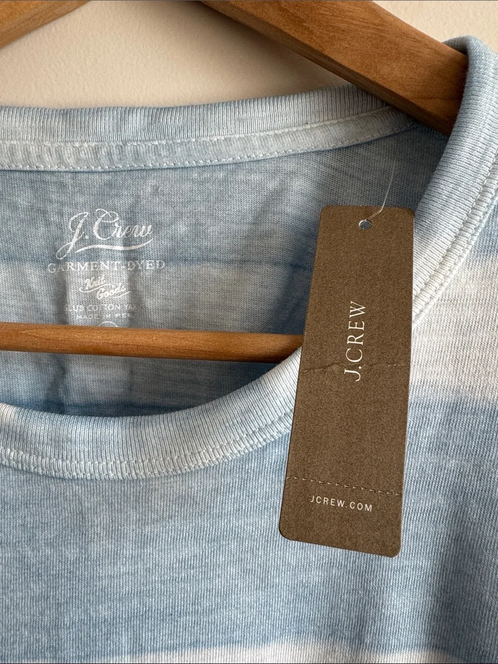J. Crew Wide Stripe Pocket Tee - Light Blue & White